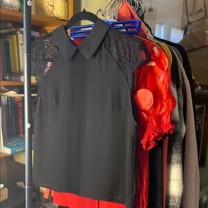 SHEIN Black lace shoulder Crop Blouse